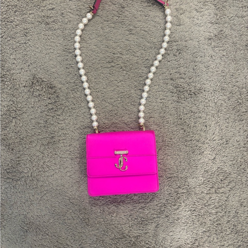 Jimmy Choo Hot Pink Pearl-Handle Crossbody Bag gently used, great condition.
